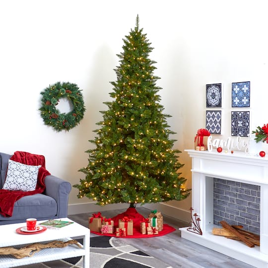 9ft. Pre-Lit Vermont Spruce Artificial Christmas Tree, Warm White LED Lights
